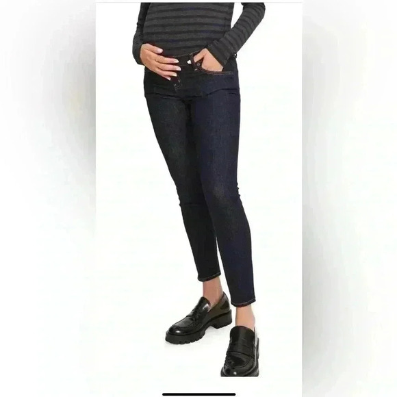 Hatch Denim - Hatch Slim Maternity Jean Under Belly Slim Leg Color Rinse Dark Wash sz 29.